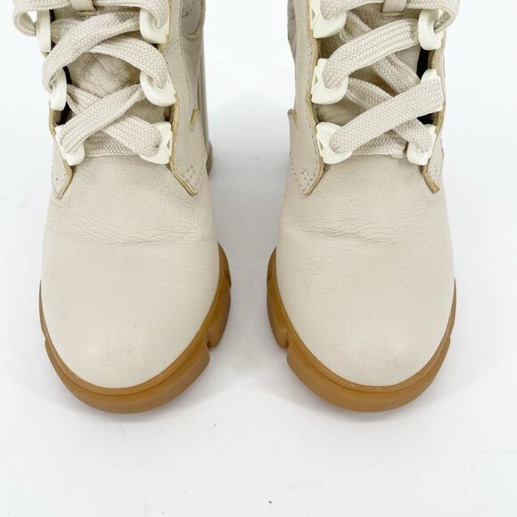 Prada Beige Buffalo Neoprene Lace Up Chelsea 110mm Heeled Ankle Boot Talco IT 36 - Picture 7 of 15